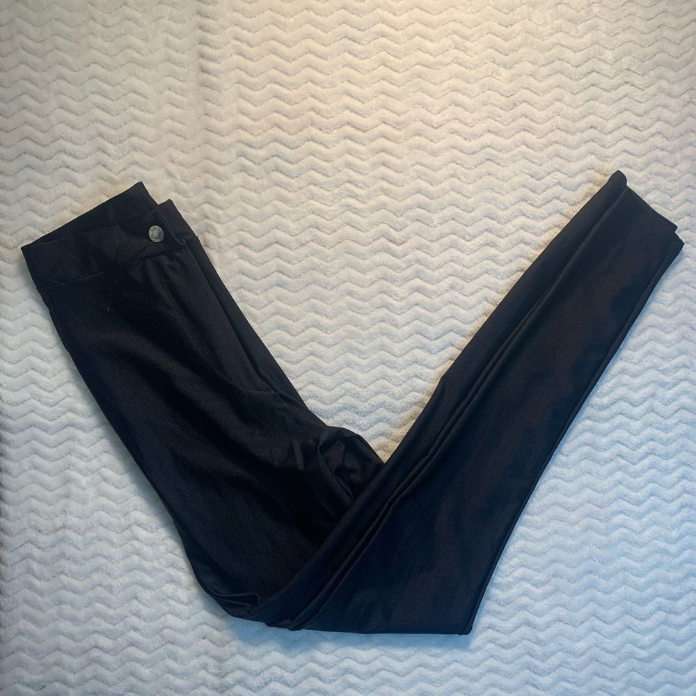 Pretty Little Thing Black Silk Leggings Size 10